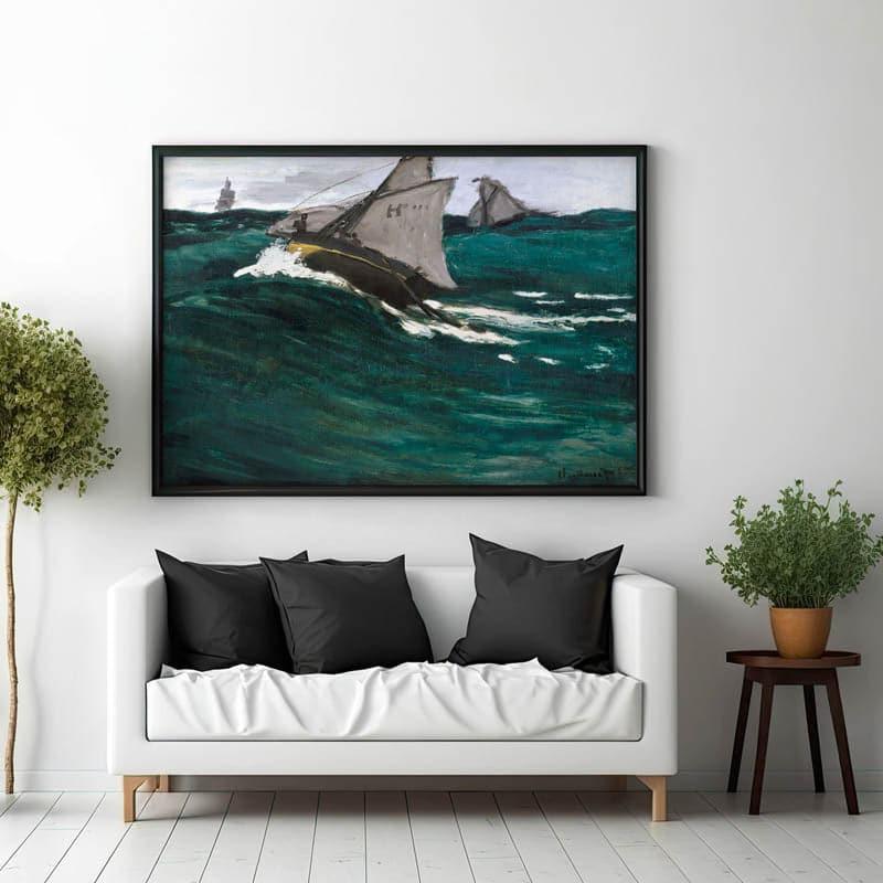 The Green Wave 1867 By Claude Monet - Black Frame