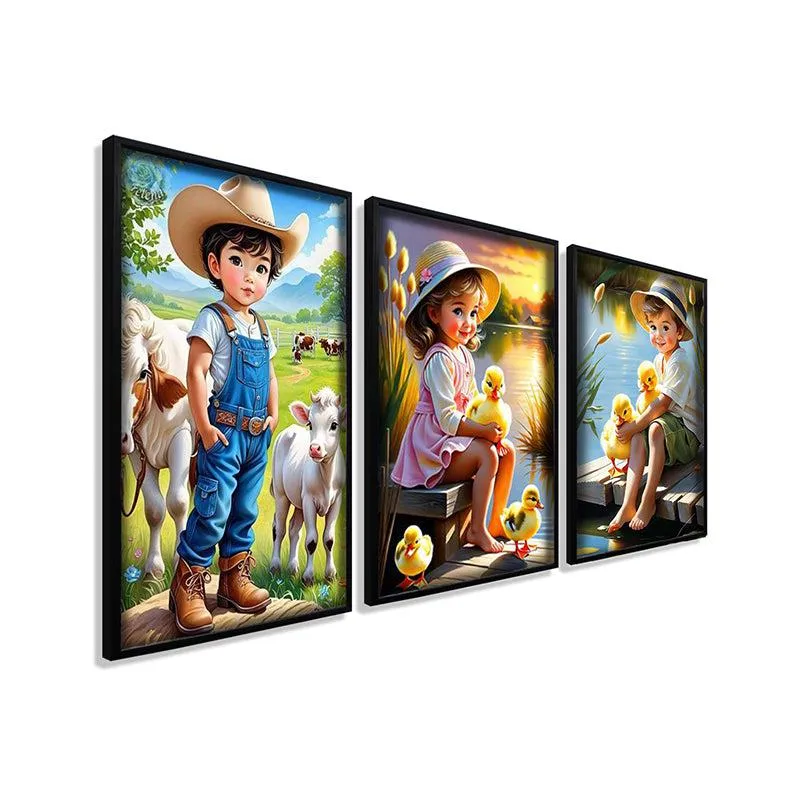 Playful Pastures Wall Art With Frame - Set Of Three media 5