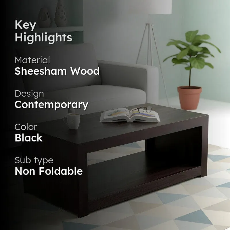 Borvon Sheesham Wooden Center Table - Black media 2
