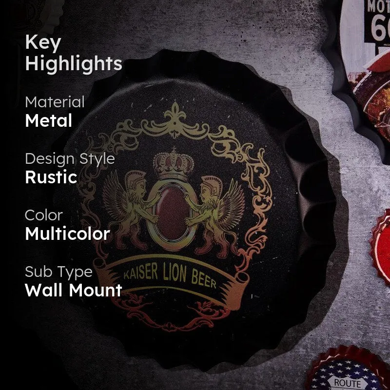 Kaiser Lion Beer Bottle Cap Metal Wall Accent media 2