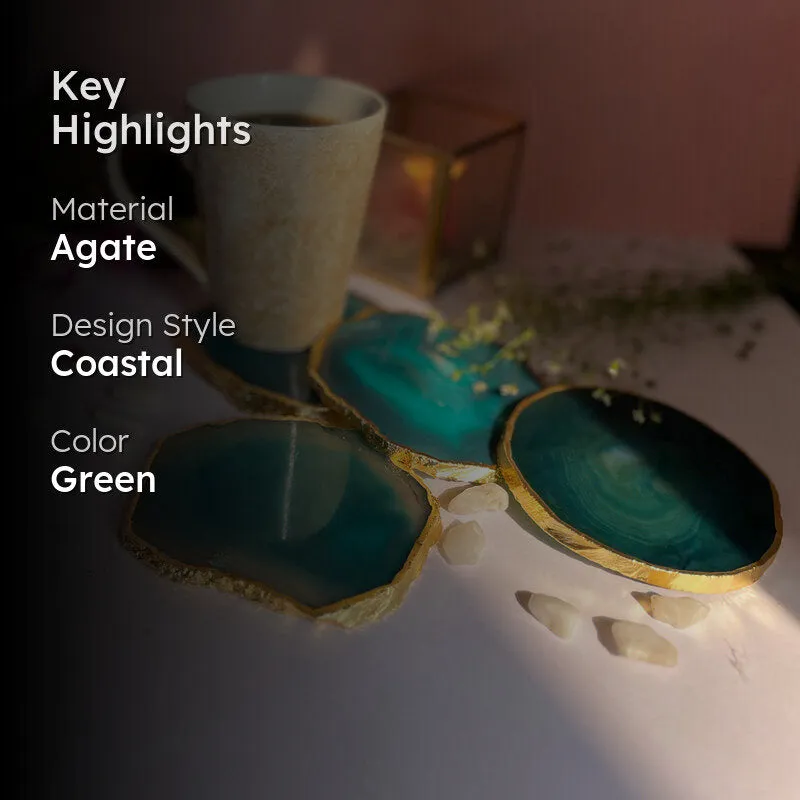 Candra Handcrafted Brazilian Agate Coaster (Green) - Set Of Four media 2