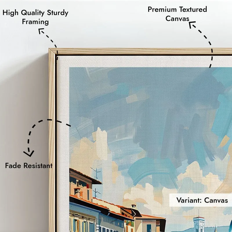 Vintage Florence Framed Canvas Archival Canvas Wall Painting - Natural Brown Frame media 6