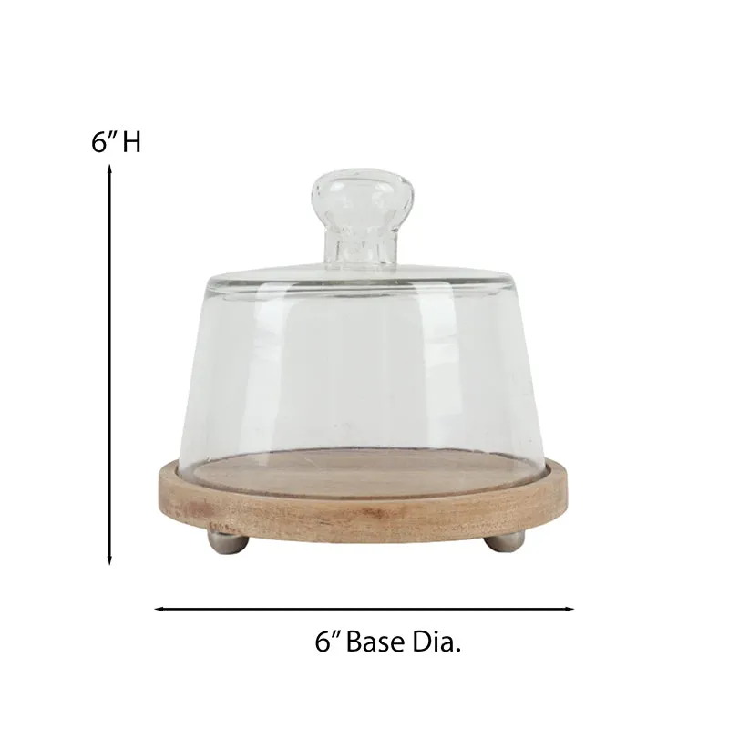 Cenara Acacia Wood Cake Stand With Dome-Glass Cover media 5