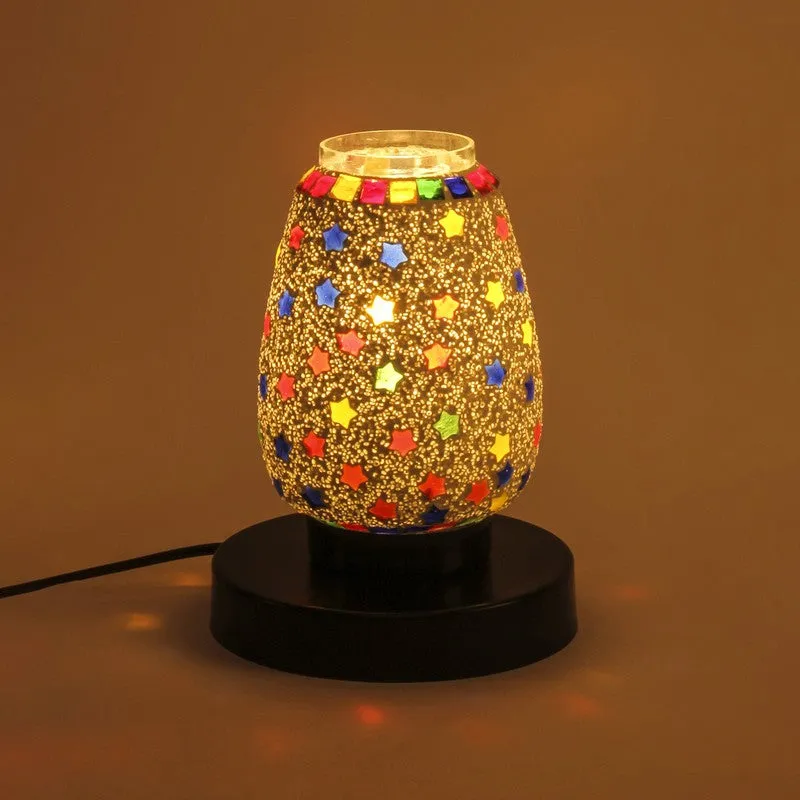 Glowix Mosaic Glass Table Lamp With Wooden Base - Multicolor media 5