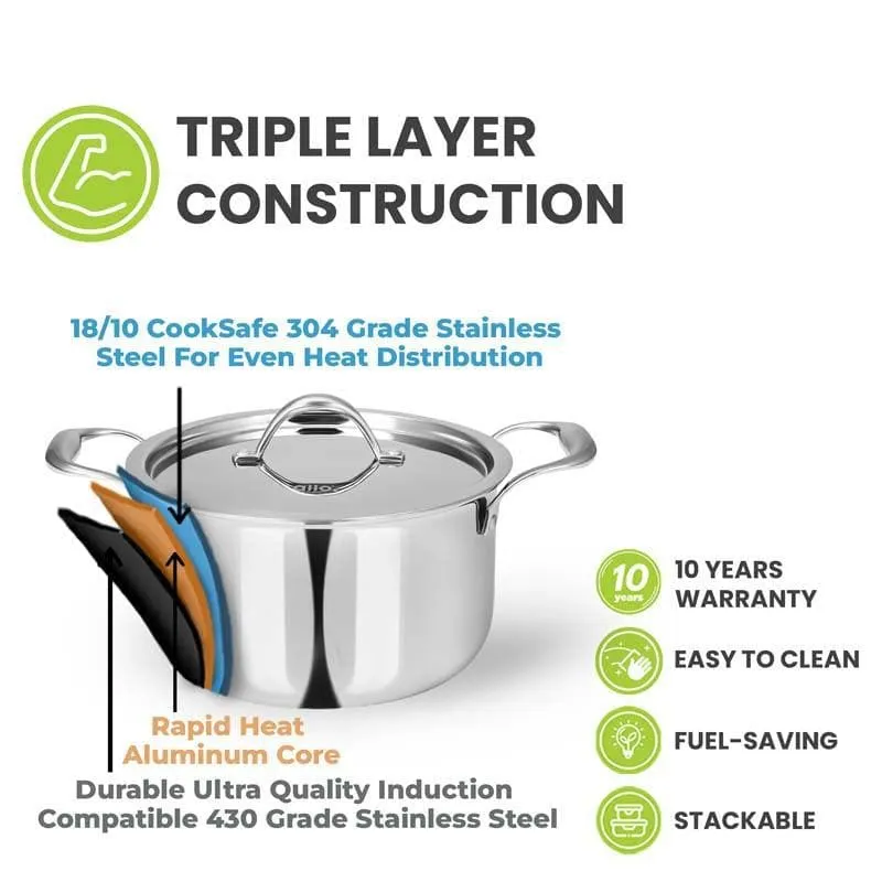 Betto Induction Safe Cooking Pot With Lid - 2300 ML / 7 Inches media 3