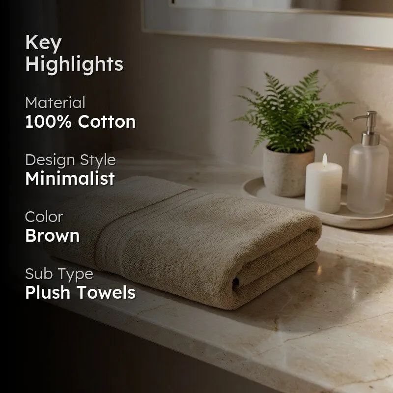 PlushAura Cotton Bath Towel (Camel) media 2