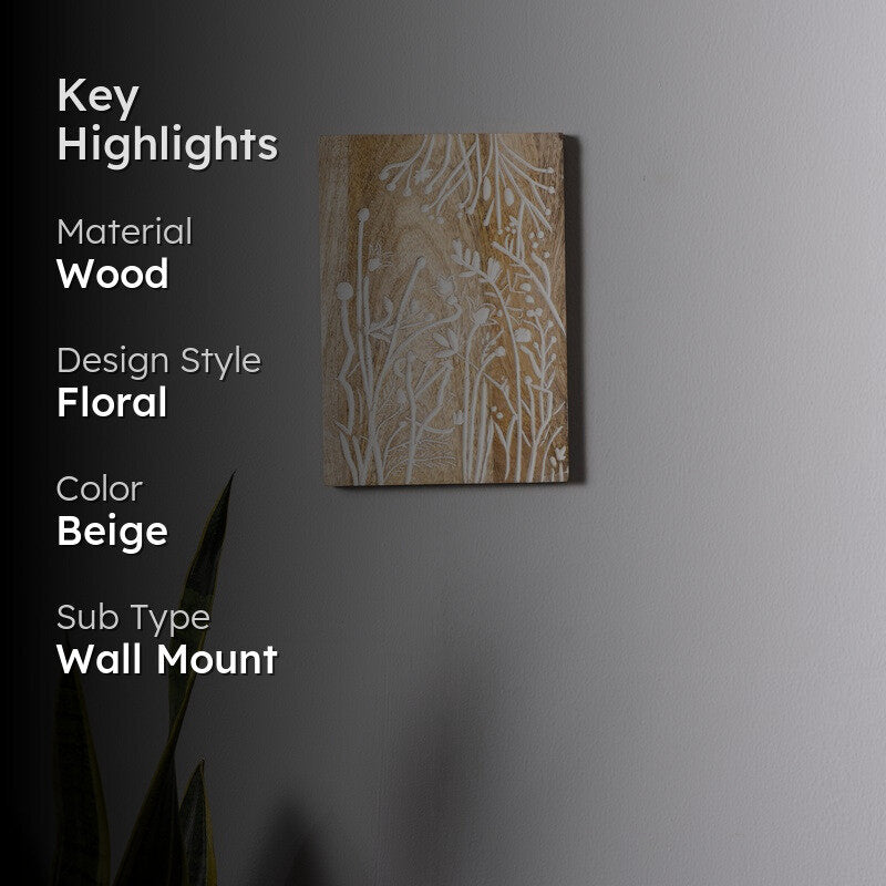 Nature's Whisper Stem and Leaf Carved Wooden Wall Plate media 2