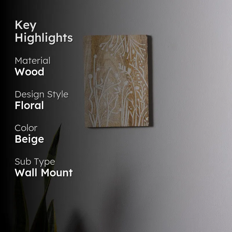 Nature's Whisper Stem and Leaf Carved Wooden Wall Plate media 2
