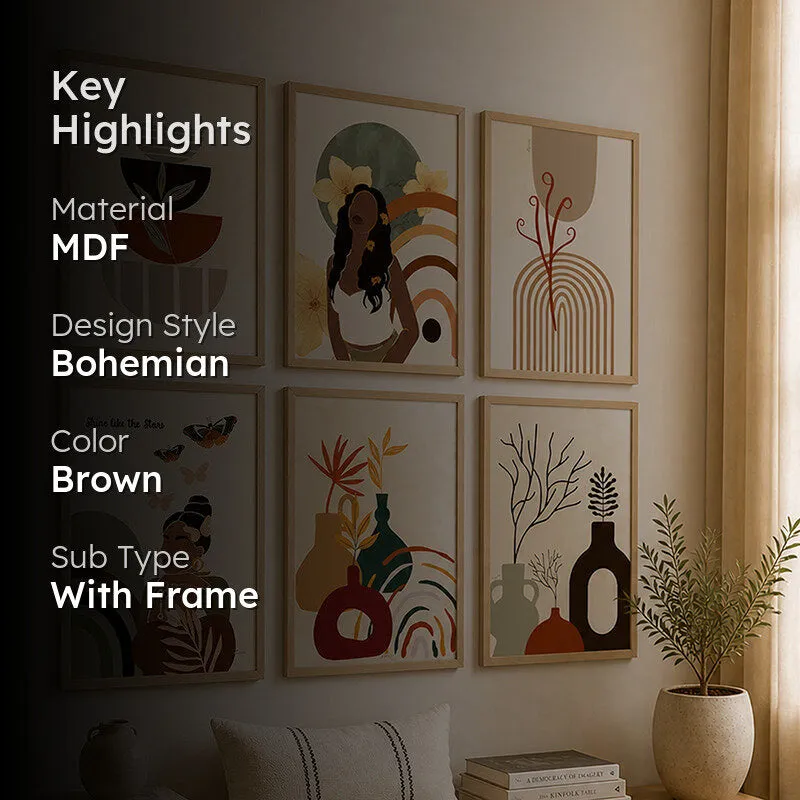 Monara Abstract Pattern Wall Painting With Frame - Set Of Six - 2