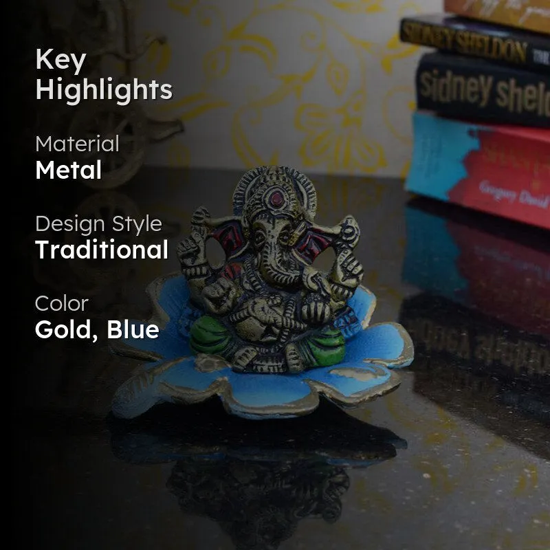Ganesha On Blue Leaf Idol media 2