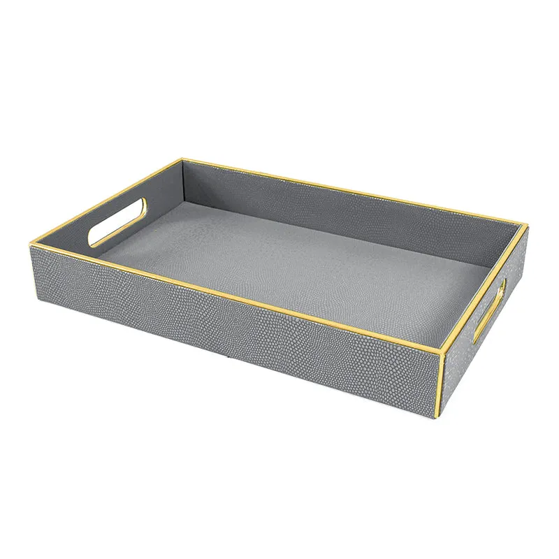 Tisquo Faux Leather Serving Tray (Grey) - Set Of Two media 4