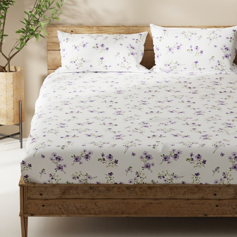 Aelvos Bedsheet (White,Purple) - 115 GSM media 4