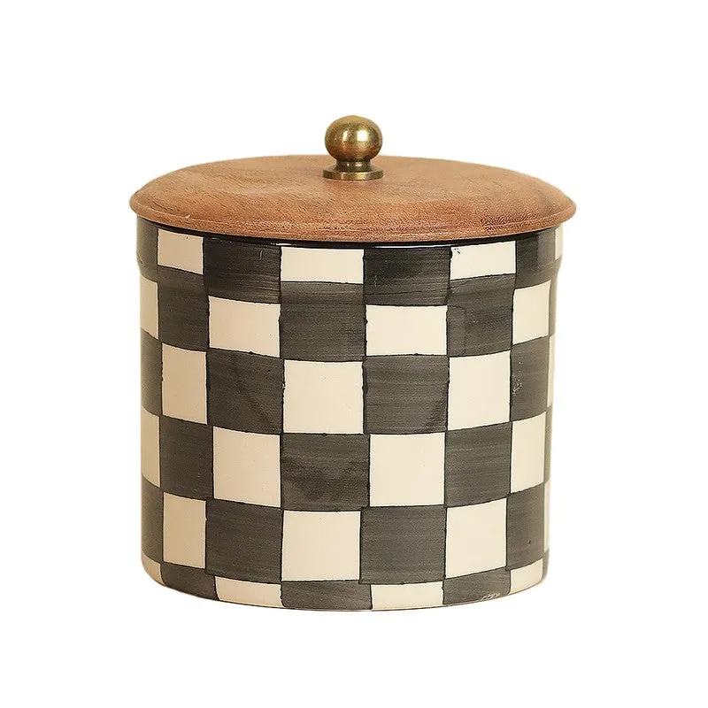 Zyra Check Ceramic Jar (1000 mL) - Set Of Two media 3