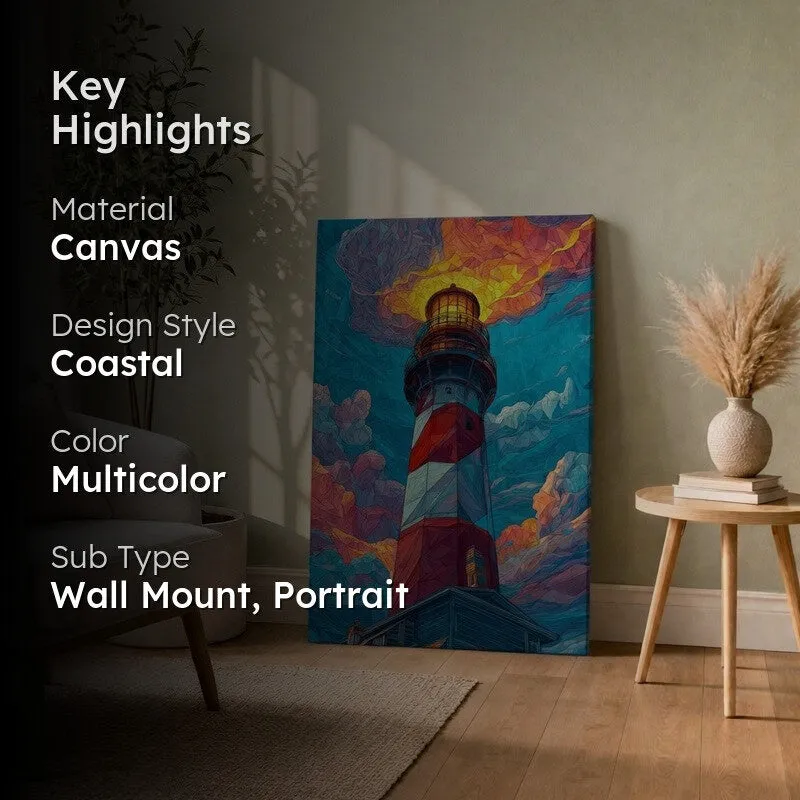 Coastal Glow Lighthouse Canvas Wall Art media 2