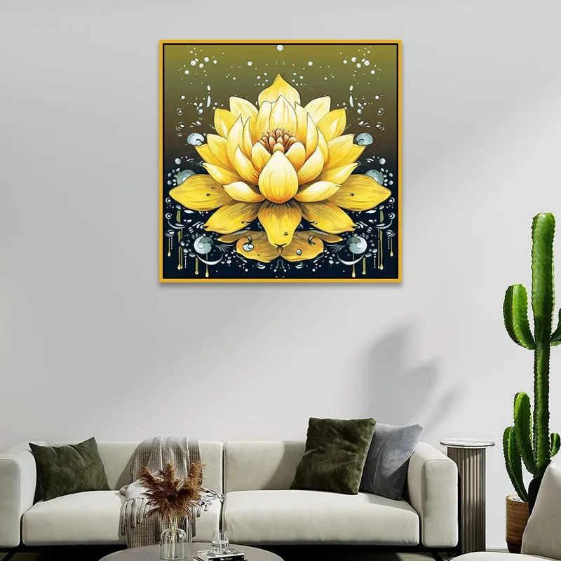 Aurum Lotus Canvas Wall Art With Frame media 5