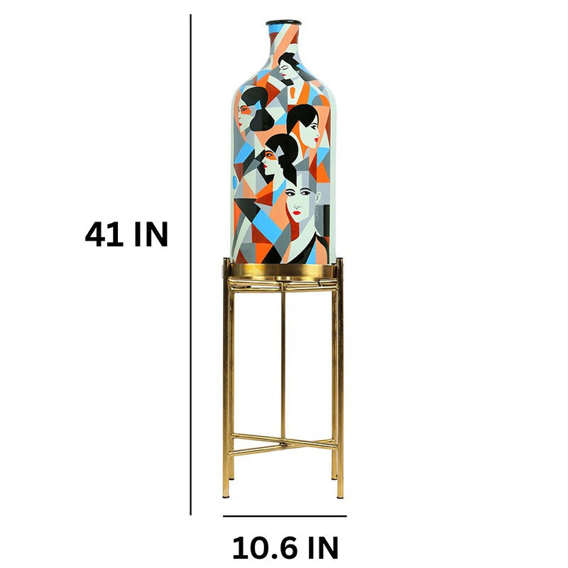 Feminine Phase Hand Painted Glass Floor Lamp With Metal Stand media 5
