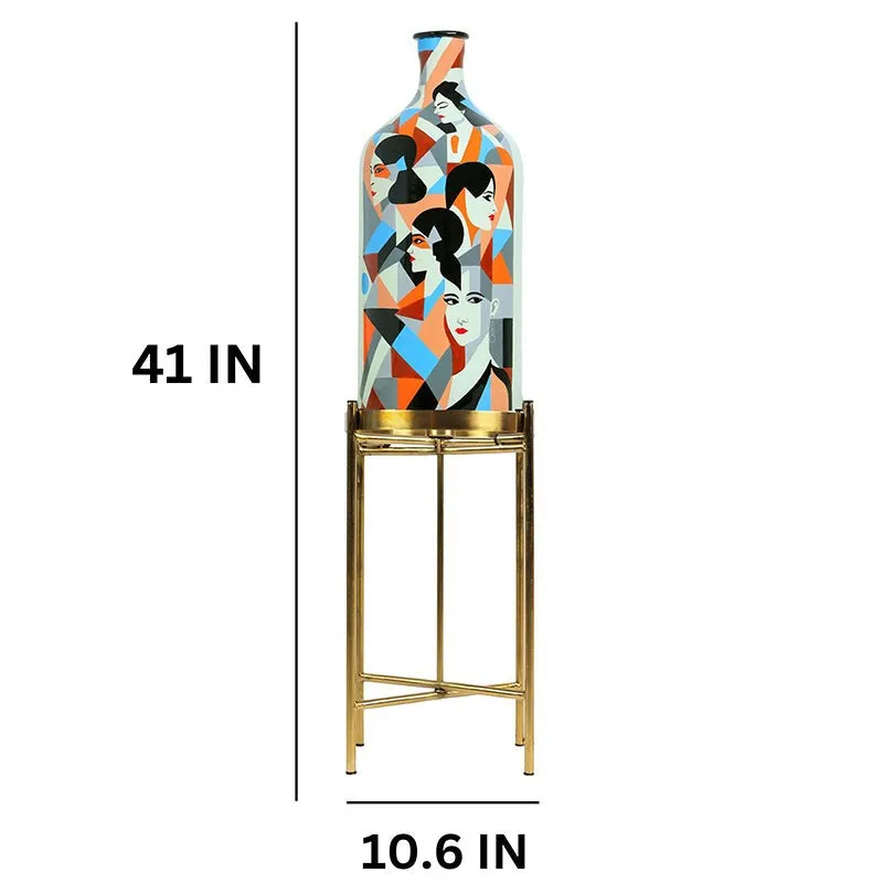 Feminine Phase Hand Painted Glass Floor Lamp With Metal Stand media 5