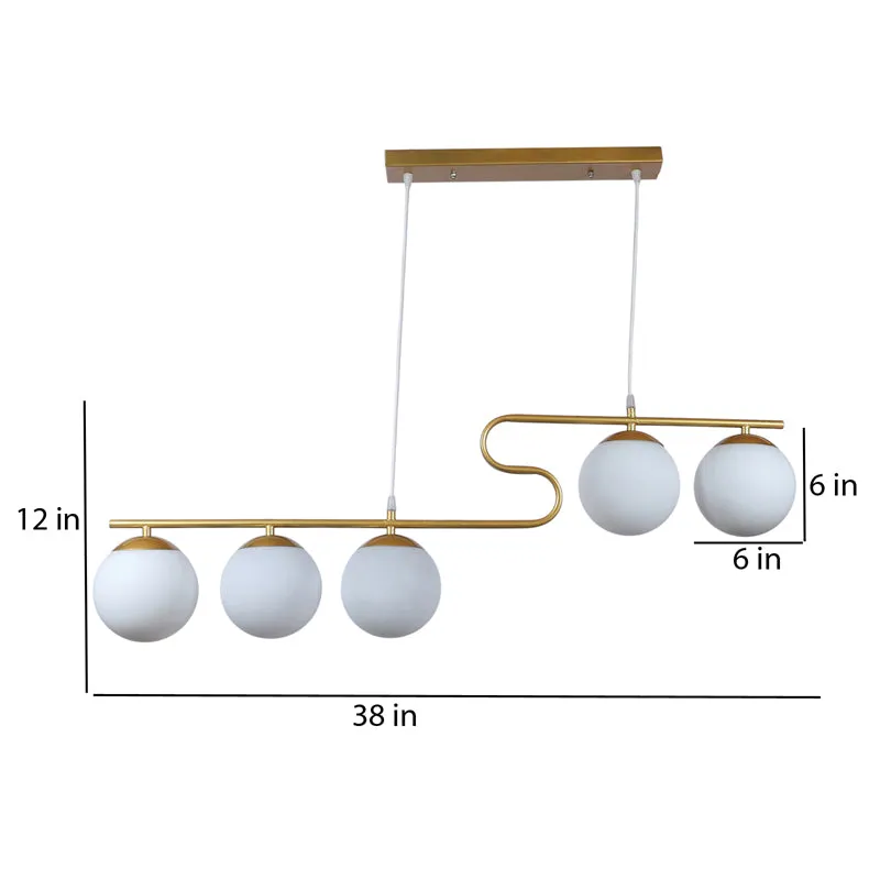 Celestial Curve Metal Ceiling Lamp - Gold & White media 8