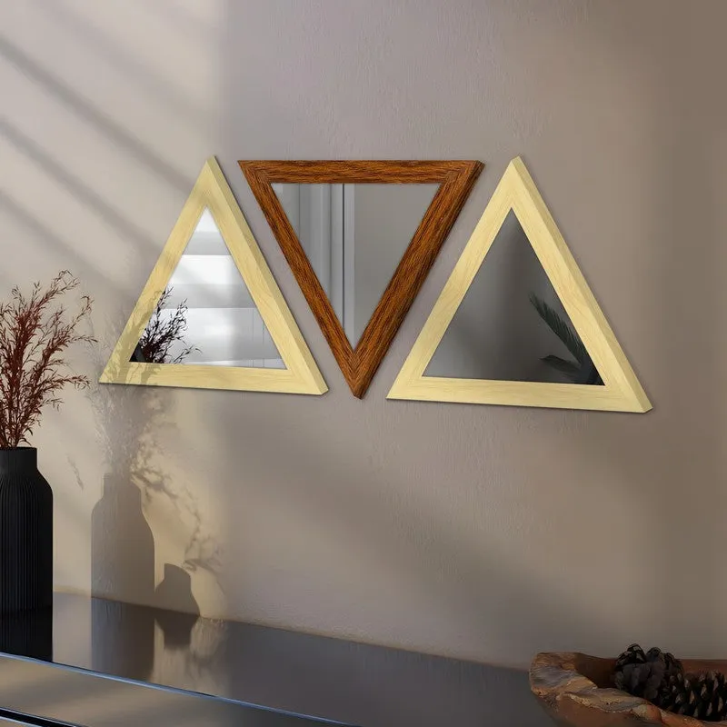 TriEdge Prism Wall Mirrors (Brown) - Set Of Three media 3