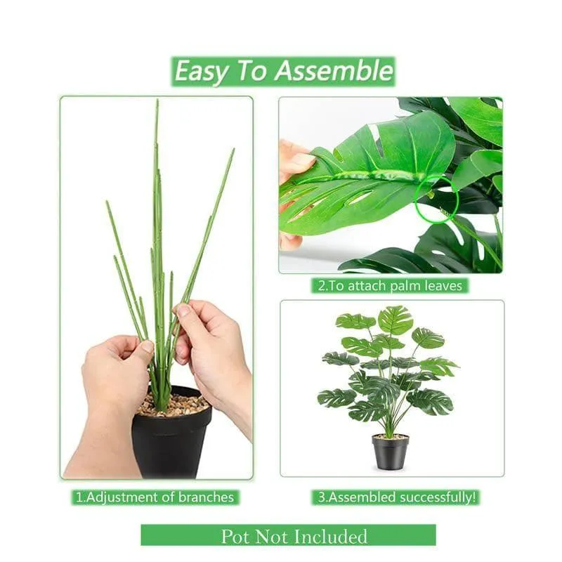 Faux Green Monstera Plant Stick - 2.13 ft media 6
