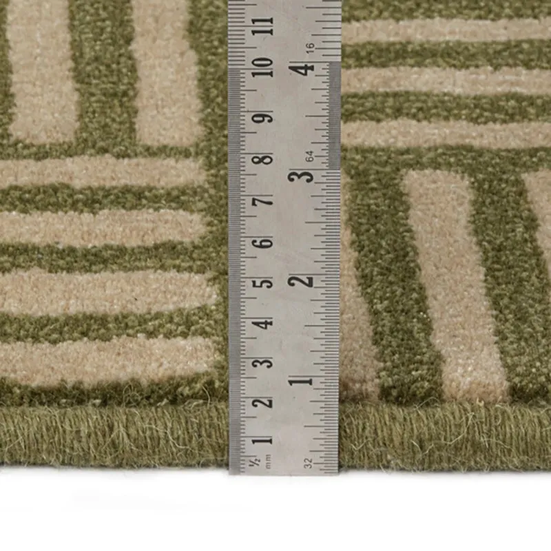Boromir Hand Tufted Geometric Wool & Nylon Carpet - Green media 9
