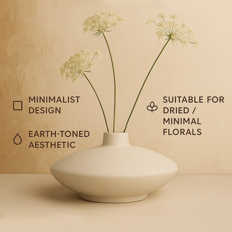 Petara Low Bowl Ceramic Vase - Ivory media 8