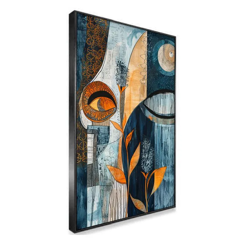 Hues Of Emotions Abstract Canvas Wall Painting With Frame - Black media 3