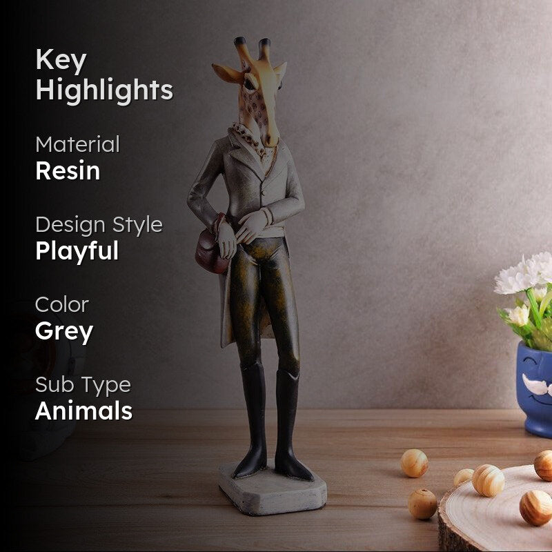 Monsieur Giraffe Resin Showpiece media 2