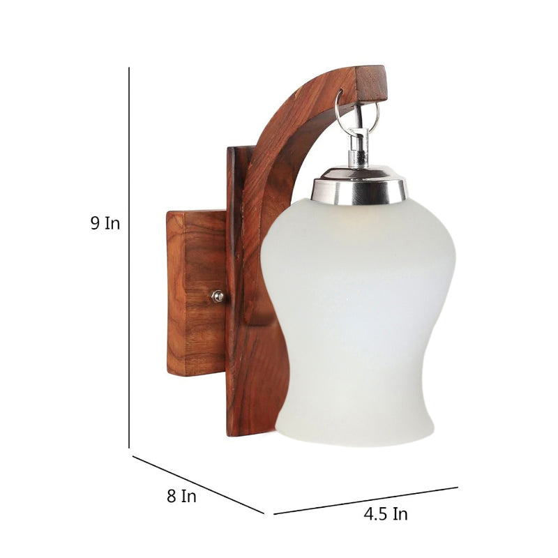 Madora Milky Mosaic Glass & Wooden Wall Lamp media 4