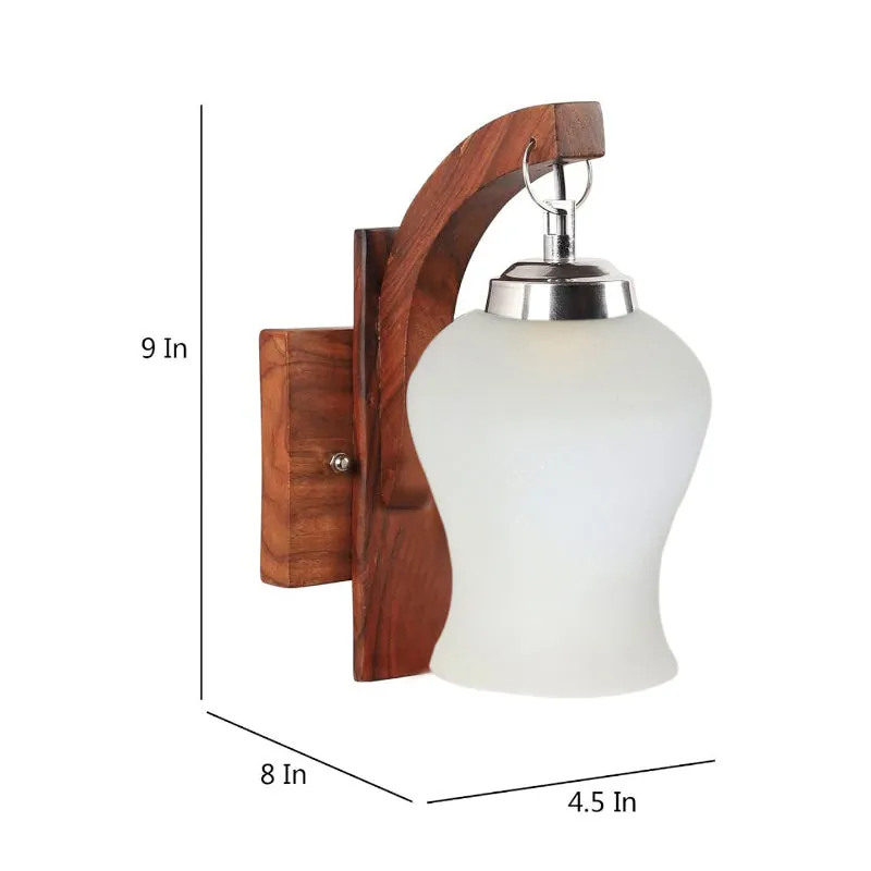 Madora Milky Mosaic Glass & Wooden Wall Lamp media 4