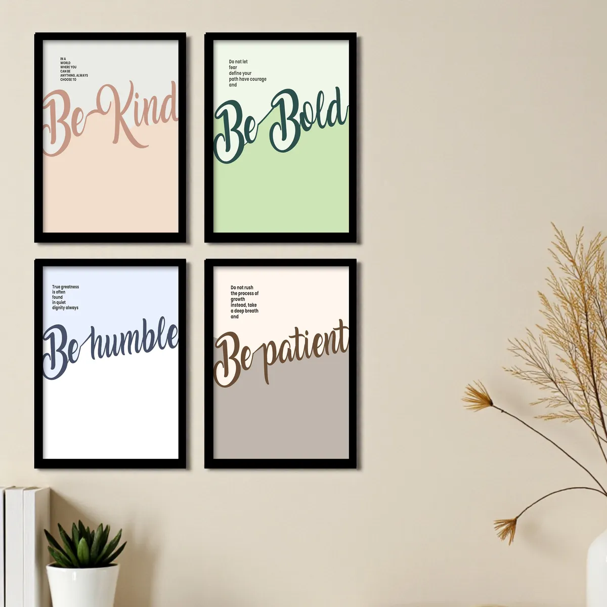 Inspirational Word Wall Painting With Frame - Set Of Four media 4