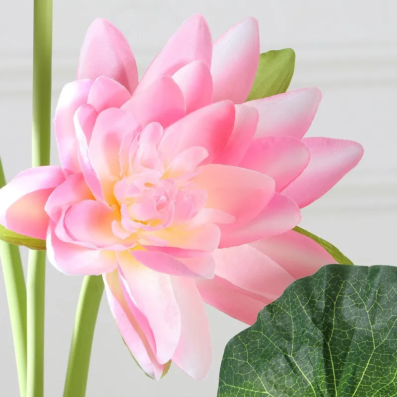Lotus Bloom Stem with Leaves - Pink media 5