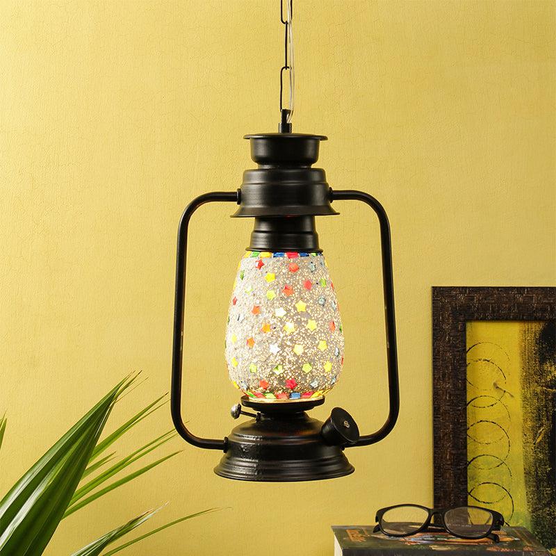 Divyara Mosaic Lantern Glass Ceiling Lamp - Black media 2