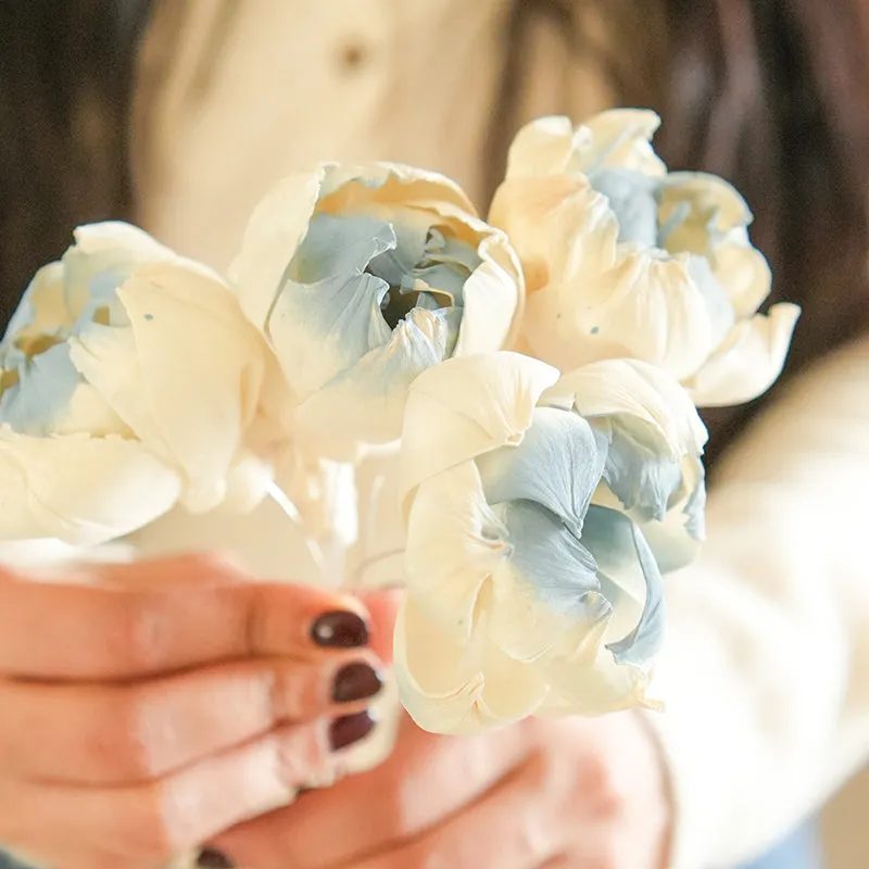 Artificial Peony Blooms Flower Stem (Blue) - Set Of Five media 1