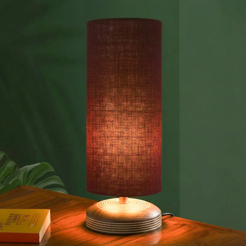 Savera Siera Fabric Table Lamp - Maroon,Brown media 1