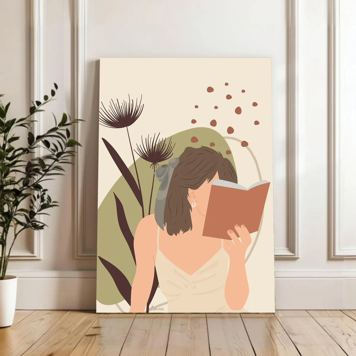 Blush & Sage Cotton Canvas Wall Painting media 4