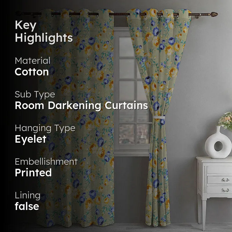 Meadow Flora Room Darkening Curtain - Set Of Two media 2