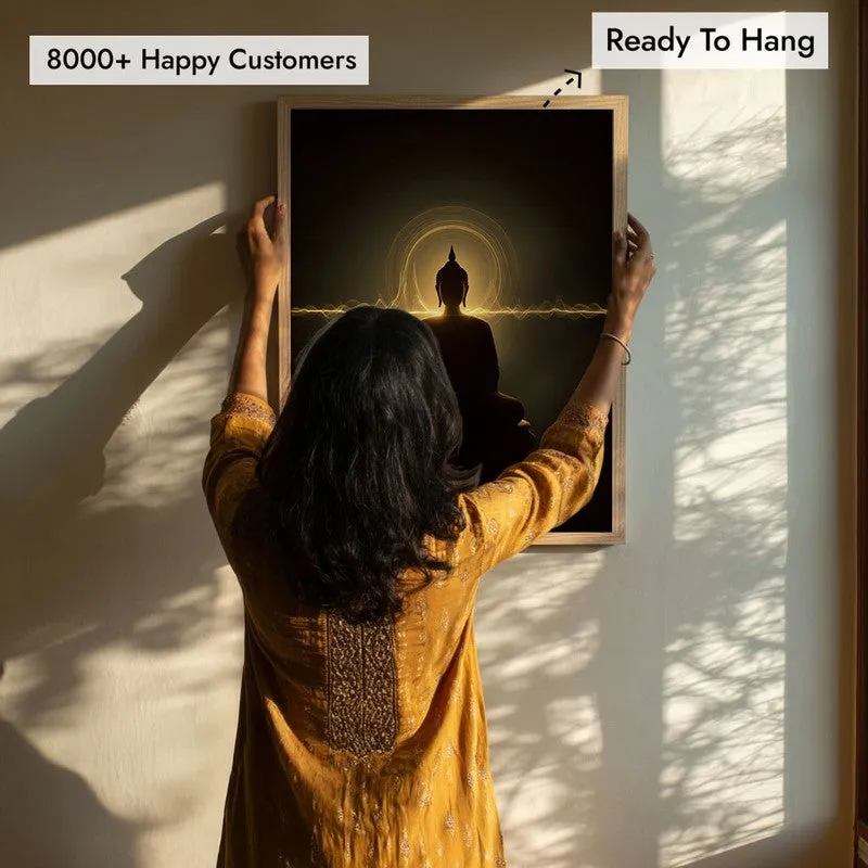 Silence Of Buddha Archival Paper Wall Painting With Brown Frame media 7