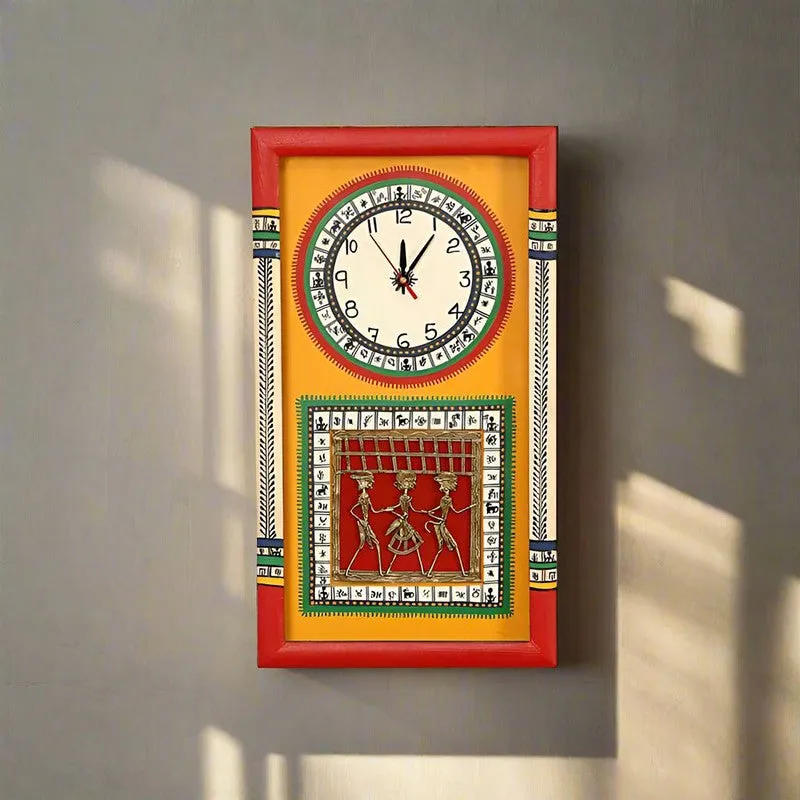 Desi Dhokra Wall Clock - Yellow media 1