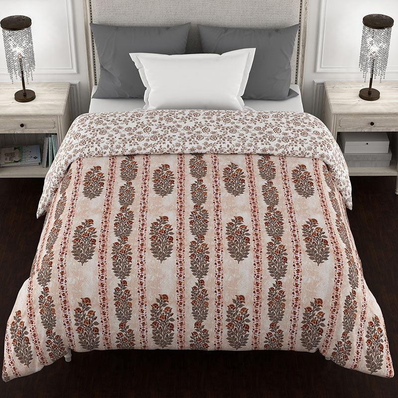 Chaya Reversible Ethnic Cotton Comforter (Beige) - 150 GSM media 3