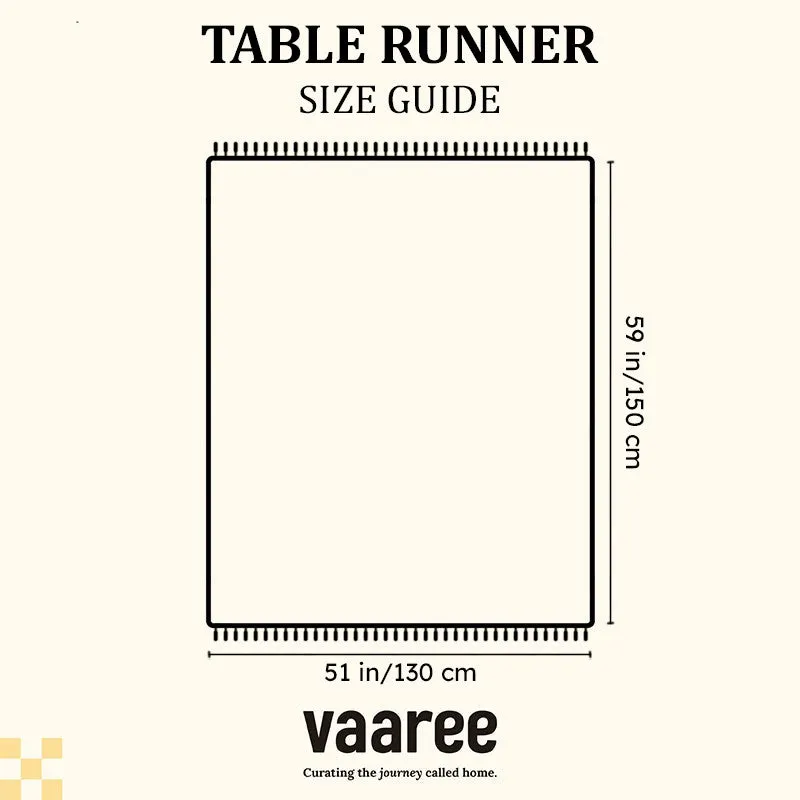 Size-guide graphic showing a rectangular fringed textile outline