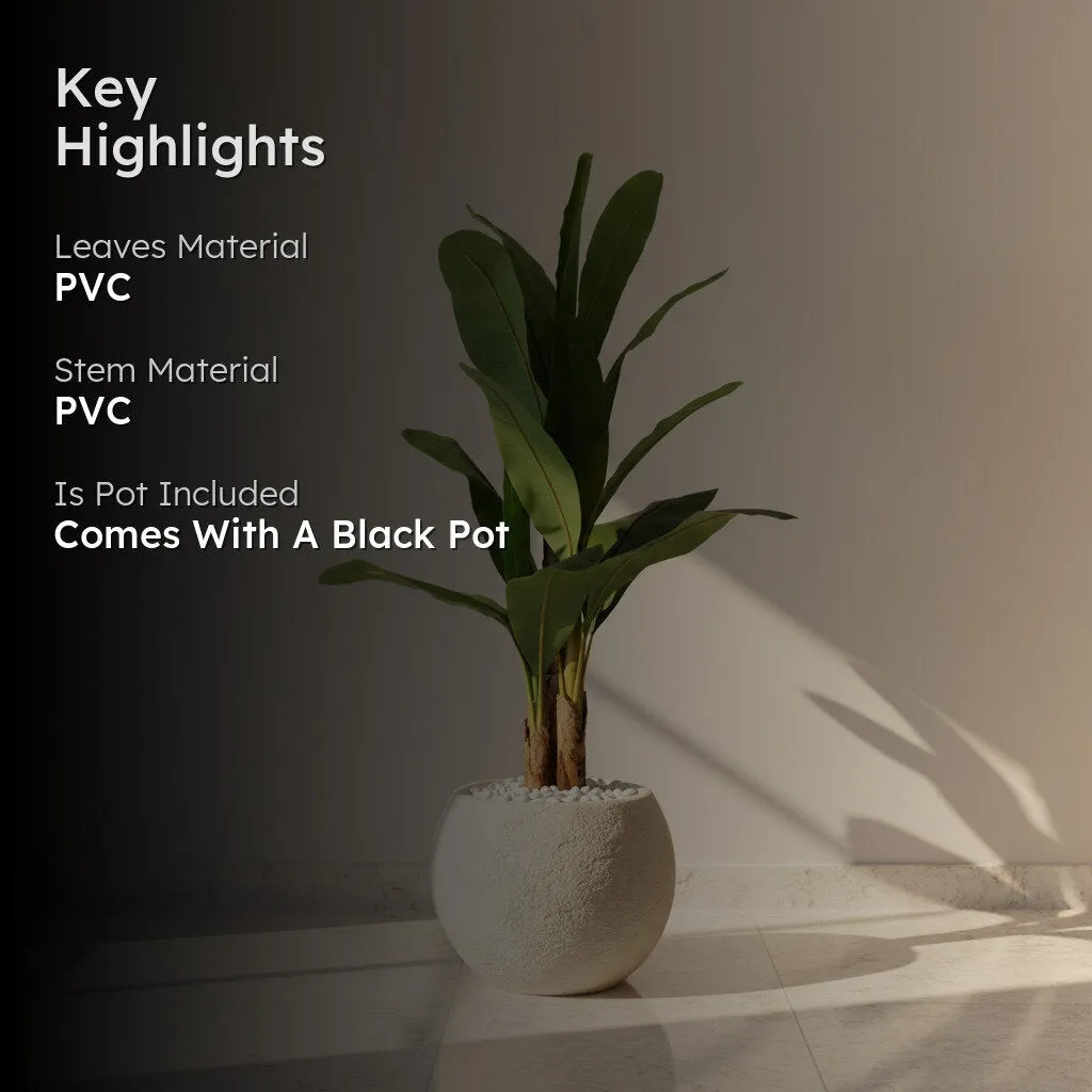 Artificial Banana Plant With Black Fiber Pot - 3.9 Feet media 2