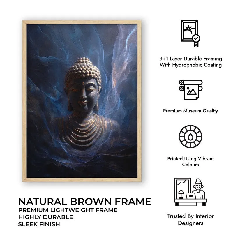 Cosmic Buddha Archival Paper Wall Painting With Brown Frame media 9