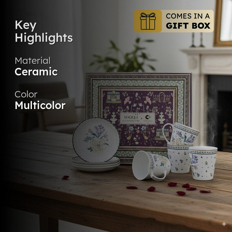 Magique by The Wishing Chair Emerald Ribbon Twilight Bloom Cups & Plates Giftbox - Eight Piece Set media 2