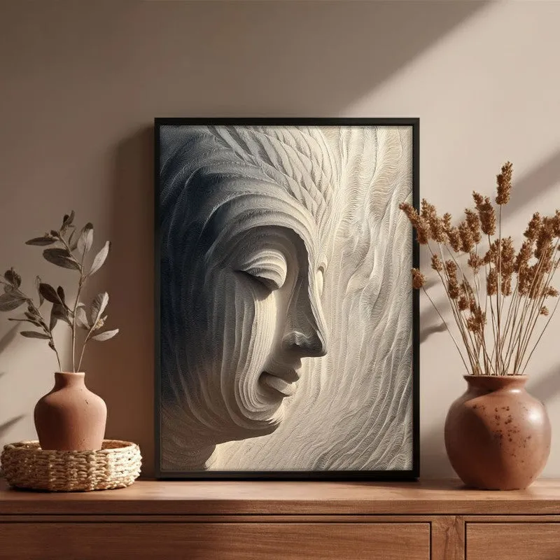 Awakened Buddha Archival Paper Wall Painting With Black Frame media 6