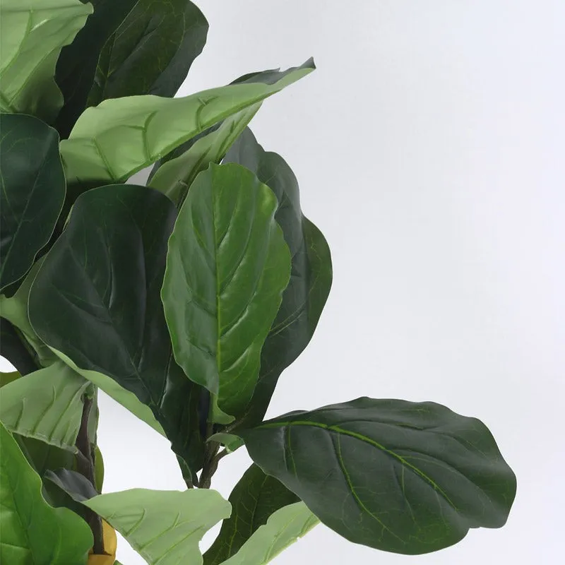 Faux Realtouch Green Fiddle Leaf Fig Tree With Black Plastic Pot - 3.9 Feet media 5