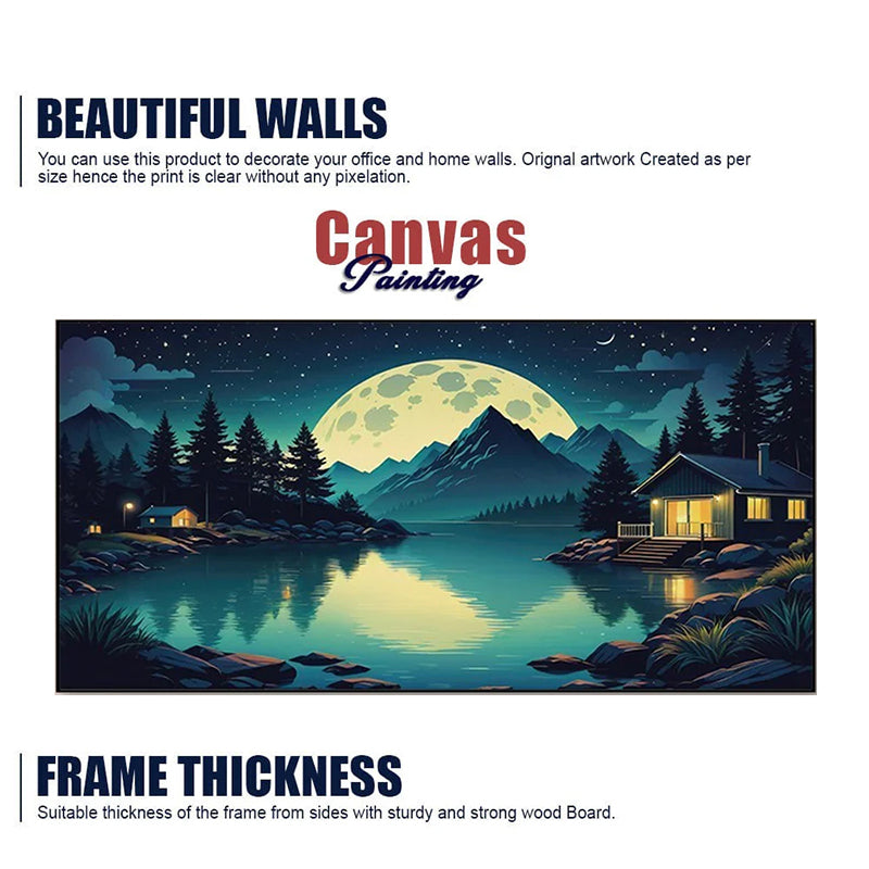 Lakeside Moonrise Canvas Wall Painting media 8