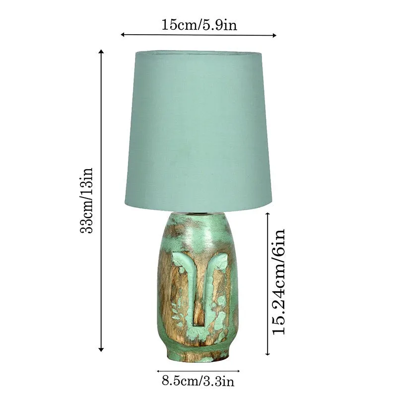 Heracles Carved Fabric Table Lamp - Green media 7