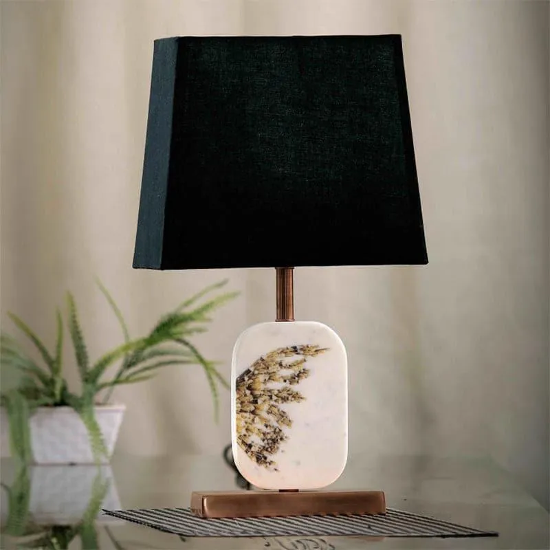 Winged Printed Marble & Copper Base Fabric Table Lamp - Black,White media 3