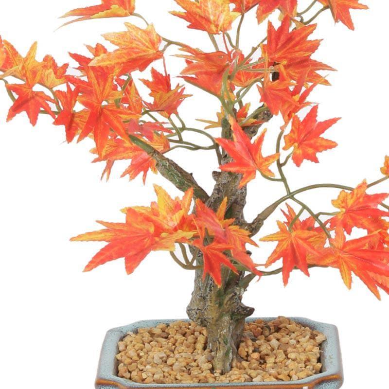 Faux Artificial Maple Bonsai In Black Plastic Pot (28 cms) - Orange media 3